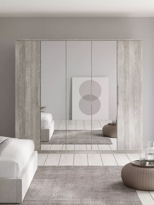 Prague 5 Door Mirrored Wardrobe - white W3oAK