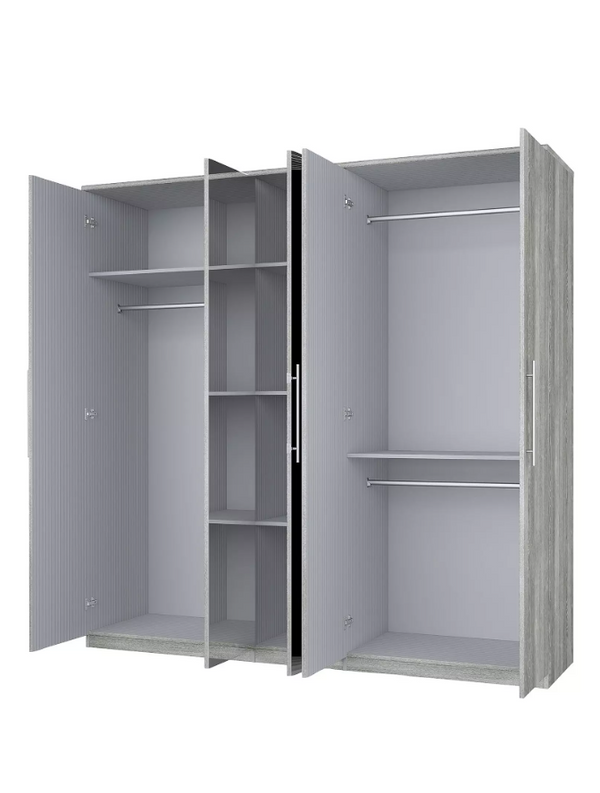 Prague 5 Door Mirrored Wardrobe - white W3oAK