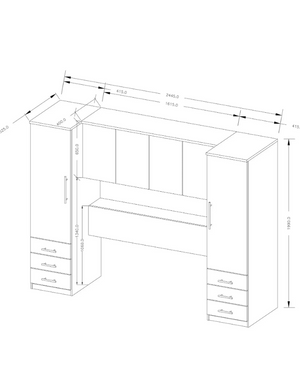 Prague Overbed Unit - White W3o68