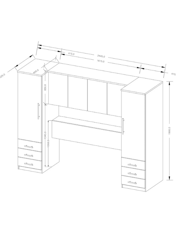 Prague Overbed Unit - White W3o68