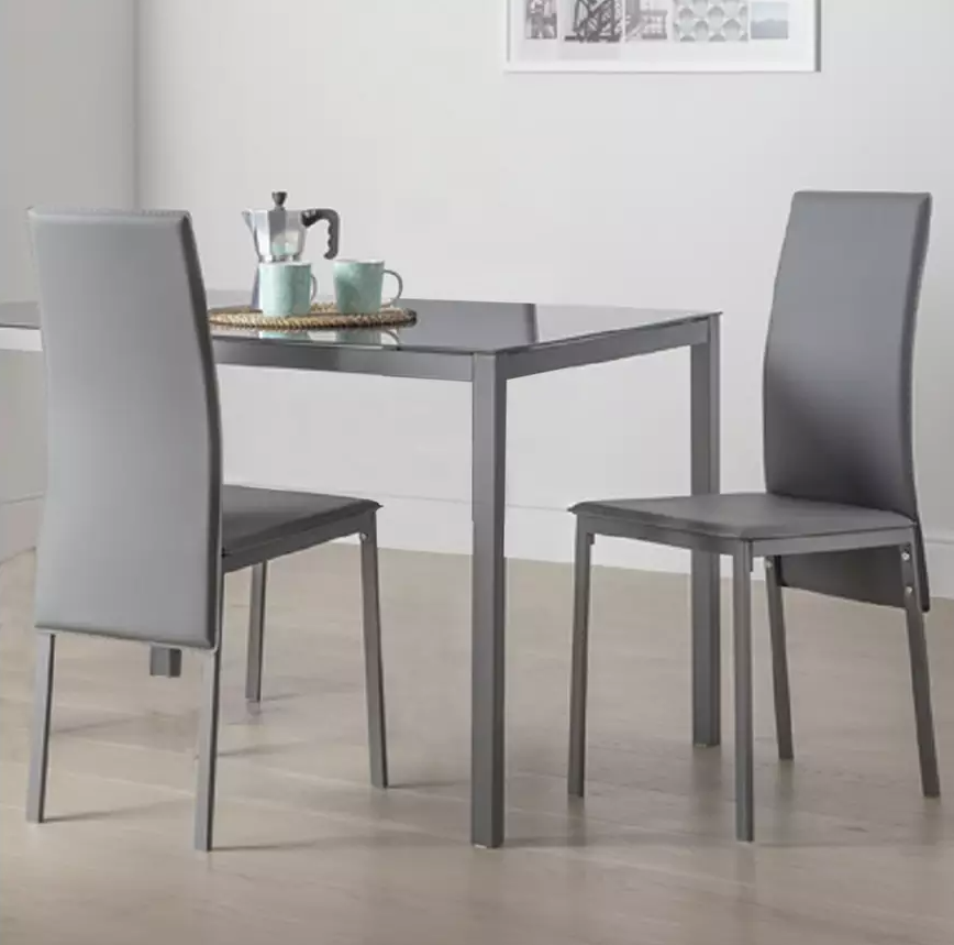 Argos Home Lido Pair of Faux Leather Dining Chair - Grey 17319512