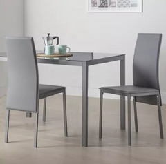 Argos Home Lido Pair of Faux Leather Dining Chair - Grey 17319512