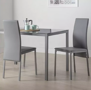 Argos Home Lido Pair of Faux Leather Dining Chair - Grey 17319512