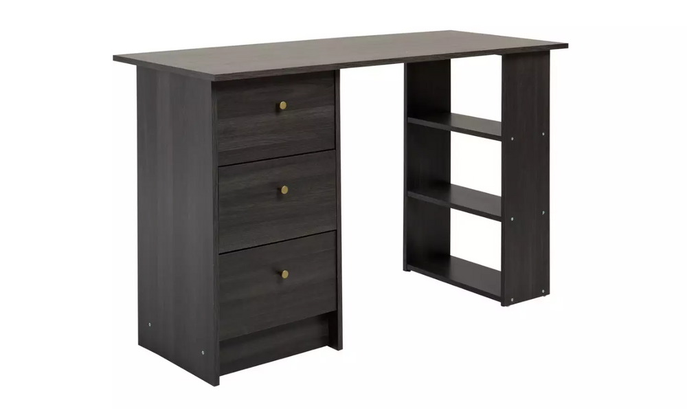 3 Drawer Office Desk in Black & Brown - 11954090
