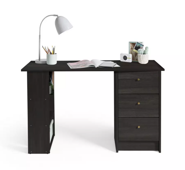 3 Drawer Office Desk in Black & Brown - 11954090