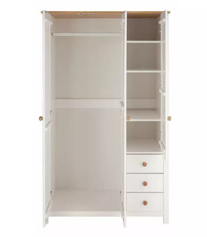 Scandinavia 3 Door 3 Drawer Wardrobe -Pine & White 18291725