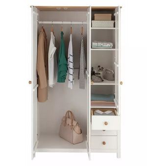 Scandinavia 3 Door 3 Drawer Wardrobe -Pine & White 18291725