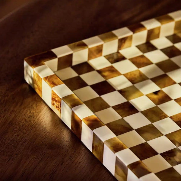 Habitat Checkered Resin Brown & White Coffee Table Tray 18272579