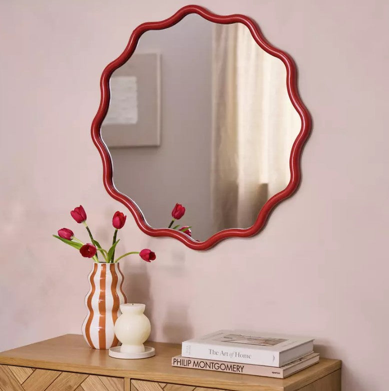 Habitat Red Coral Wavy Round Wall Mirror - 72x72cm 17083408