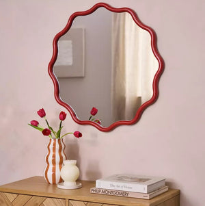 Habitat Red Coral Wavy Round Wall Mirror - 72x72cm 17083408