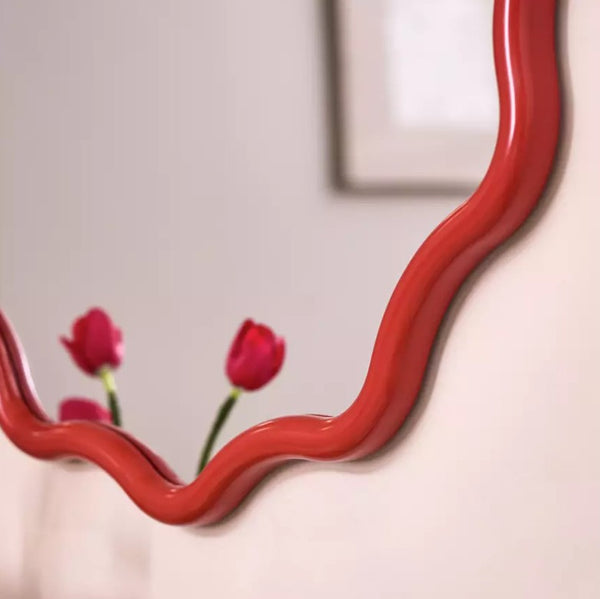 Habitat Red Coral Wavy Round Wall Mirror - 72x72cm 17083408
