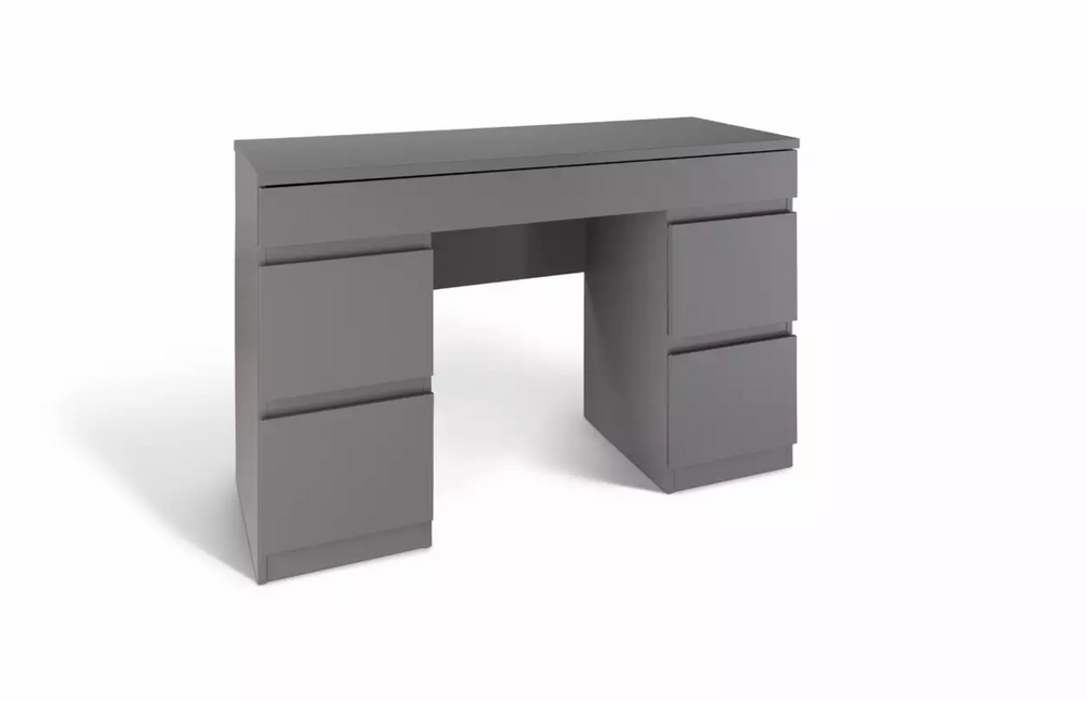 Jenson 5 Drawer Dressing Table Desk - Grey Gloss - 17519989