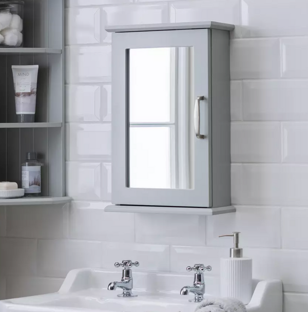 Single Mirrored Wall Cabinet - Grey 17224322
