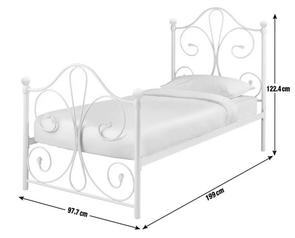 Marietta Single Metal Bed Frame - White 13109740