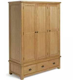 Kent 3 Door 3 Drawer Wardrobe - Oak 12910985