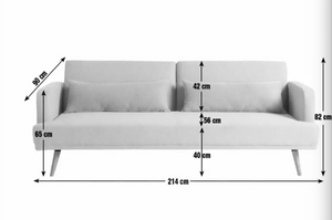 Andy Fabric 3 Seater Clic Clac Sofa Bed - Natural 17932023