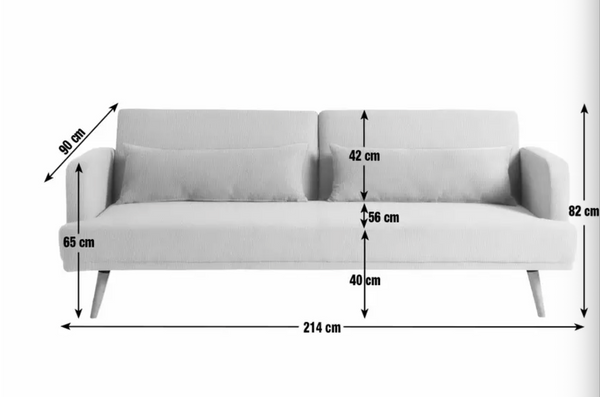 Andy Fabric 3 Seater Clic Clac Sofa Bed - Natural 17932023