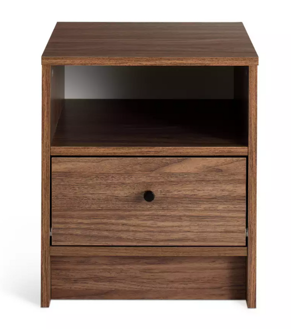 Home Malibu 1 Drawer Bedside Table - Walnut 17863563