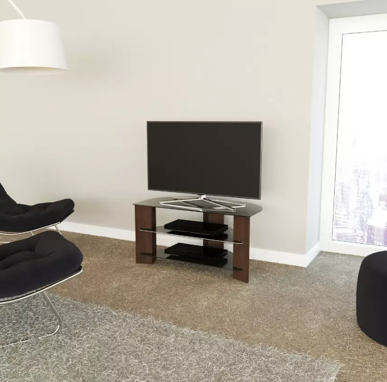 AVF Up To 42 Inch TV Stand - Black Glass and Walnut Effect 19416602
