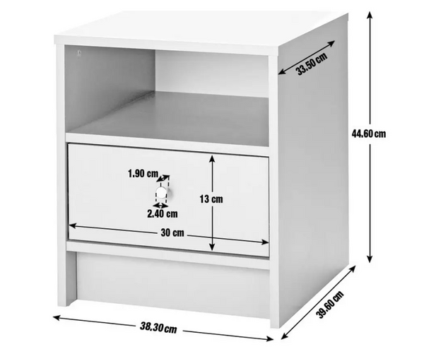 Home Malibu 1 Drawer Bedside Table - Grey 18246251