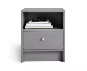 Home Malibu 1 Drawer Bedside Table - Grey 18246251