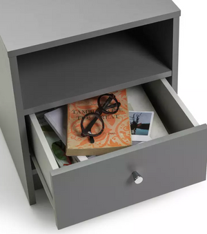 Home Malibu 1 Drawer Bedside Table - Grey 18246251