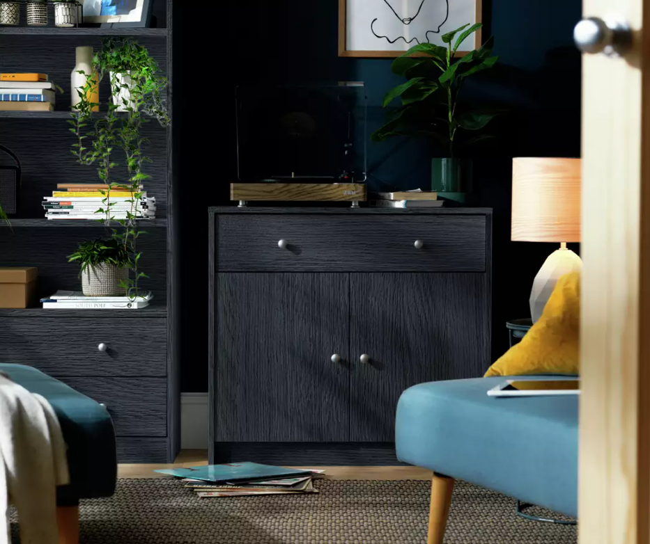 Home Maine 2 Door 1 Drawer Sideboard - Black 14646989