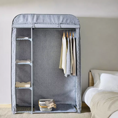Home Arch Double Fabric Wardrobe - Grey 17685741