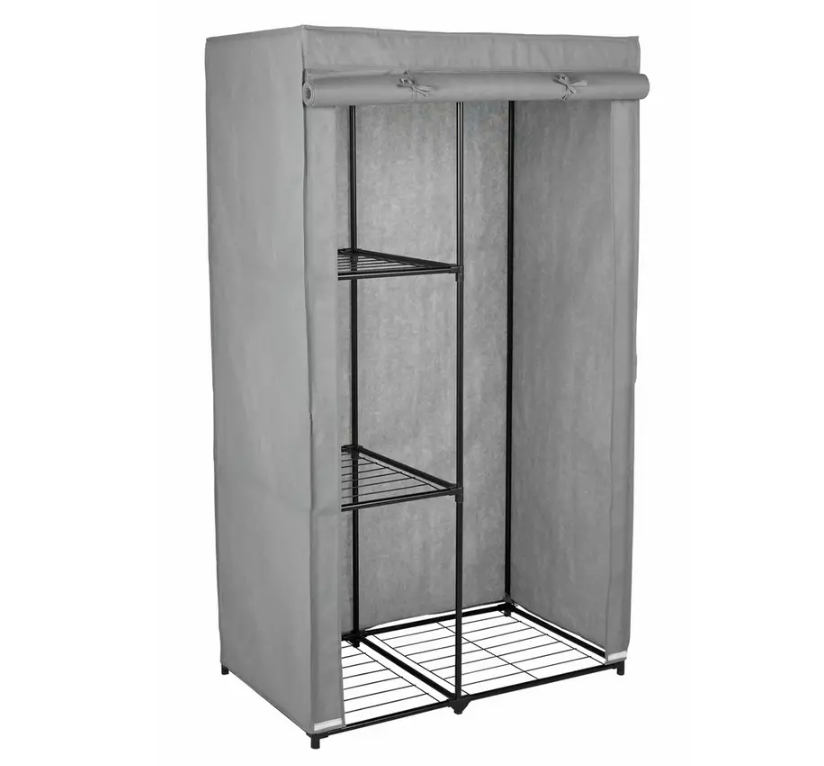 Home Covered Single Wardrobe with Storage - Grey 17812026