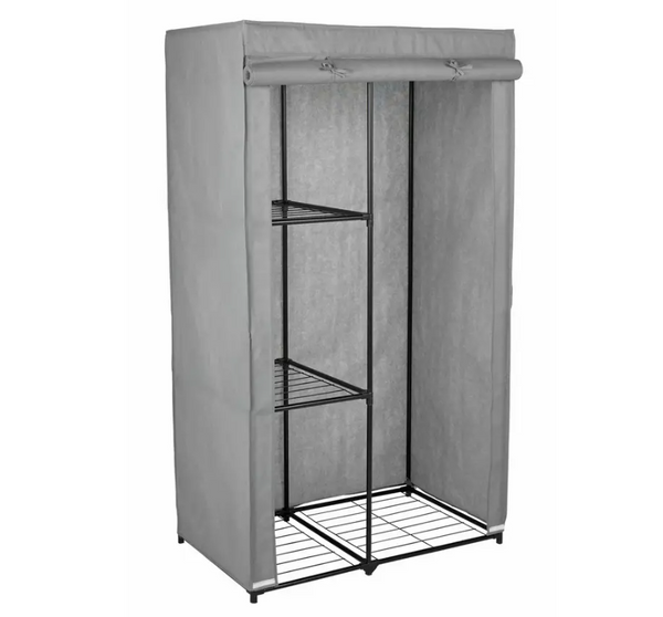 Home Covered Single Wardrobe with Storage - Grey 17812026