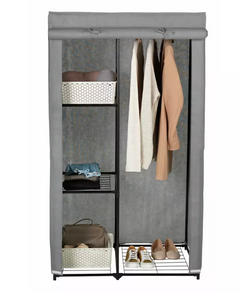 Home Covered Single Wardrobe with Storage - Grey 17812026