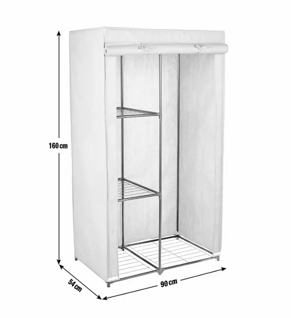 Home Covered Single Wardrobe with Storage - Grey 17812026
