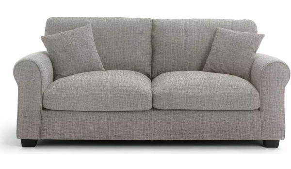 Home Lisbon Fabric 3 Seater Sofa - Grey 12255963