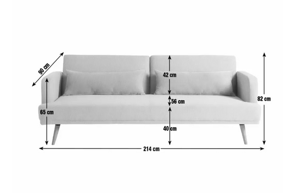 Home Andy Fabric 3 Seater Clic Clac Sofa Bed - Natural 17932023