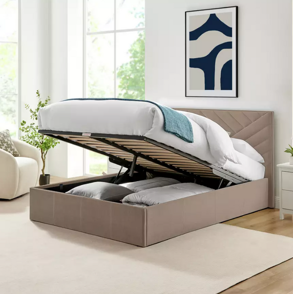 Home Luca End Lift Small Double Ottoman Bed - Latte 14662413
