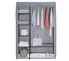 Home Covered Double Wardrobe with Storage - Grey 17761579