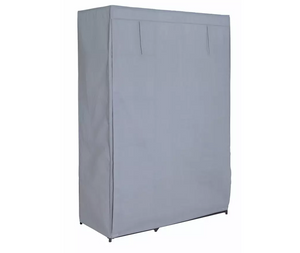 Home Covered Double Wardrobe with Storage - Grey 17761579
