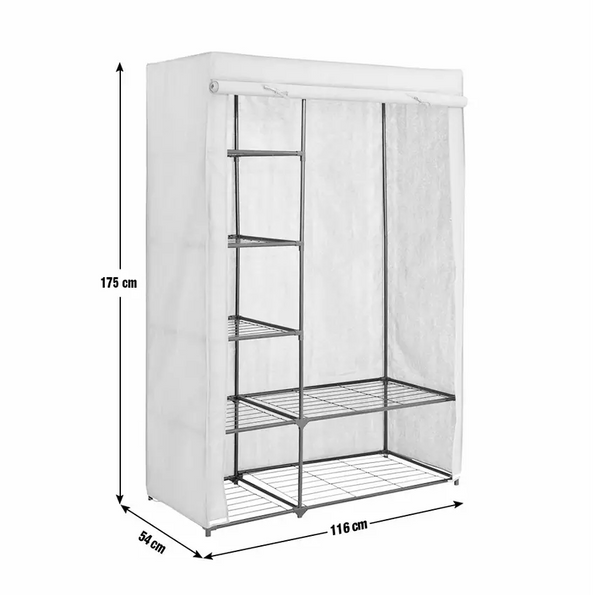 Home Covered Double Wardrobe with Storage - Grey 17761579