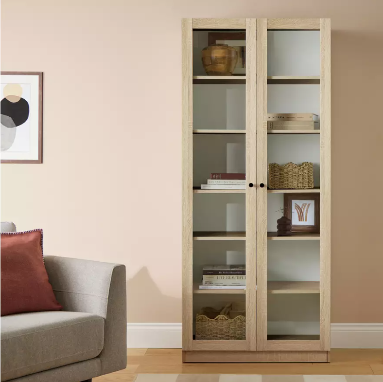Home Carla 2 Door Display Cabinet - Oak 17684230