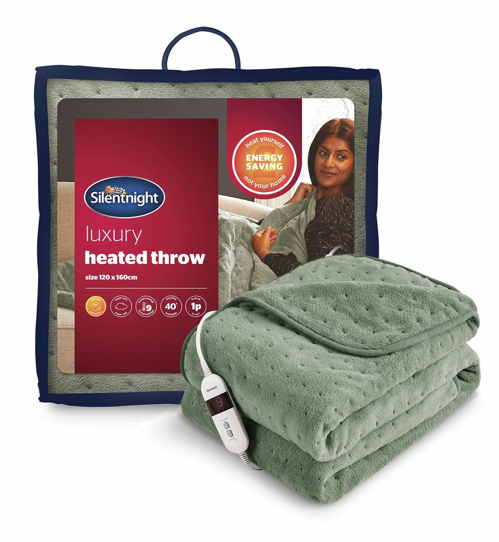 Silentnight Luxury Heated Throw - Sage Green 17700516