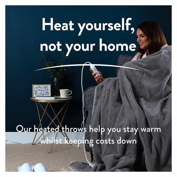 Slumberdown Elegantly Warm Luxury Heated Throw - Charcoal 13348910