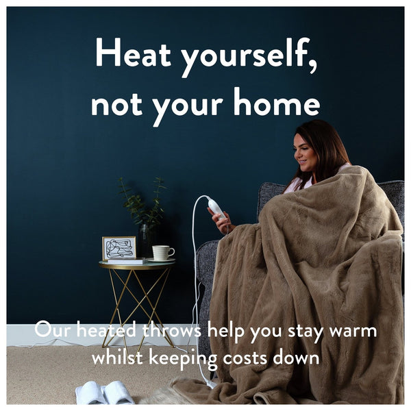 Slumberdown Elegantly Warm Luxury Heated Throw - Natural 13129744