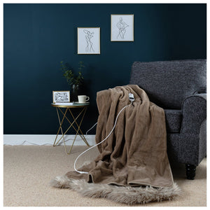 Slumberdown Elegantly Warm Luxury Heated Throw - Natural 13129744