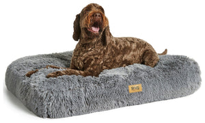 Snug Super Fluffy Grey Pet Bed-Small 15644306