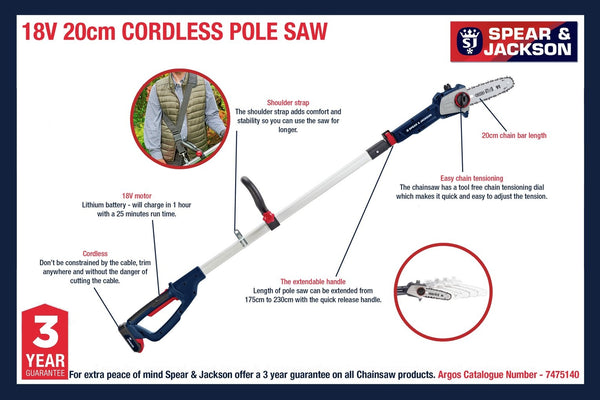 Spear & Jackson Cordless Pole Saw - 18V 19622238
