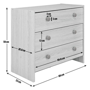 Seville 3 Drawer Chest of Drawers - Oak Effect 18861258
