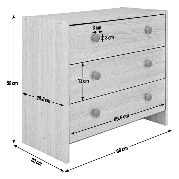 Seville 3 Drawer Chest of Drawers - Oak Effect 18861258
