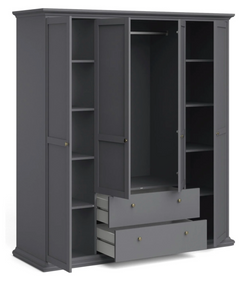 Tvilum paris wardrobe 4 drs + 2 drwr grey 14650676