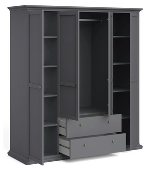 Tvilum paris wardrobe 4 drs + 2 drwr grey 14650676