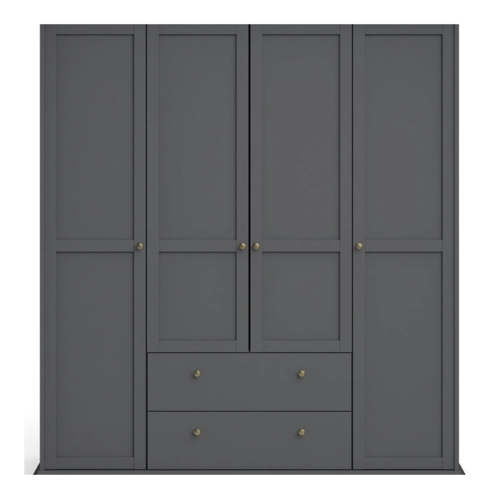 Tvilum paris wardrobe 4 drs + 2 drwr grey 14650676